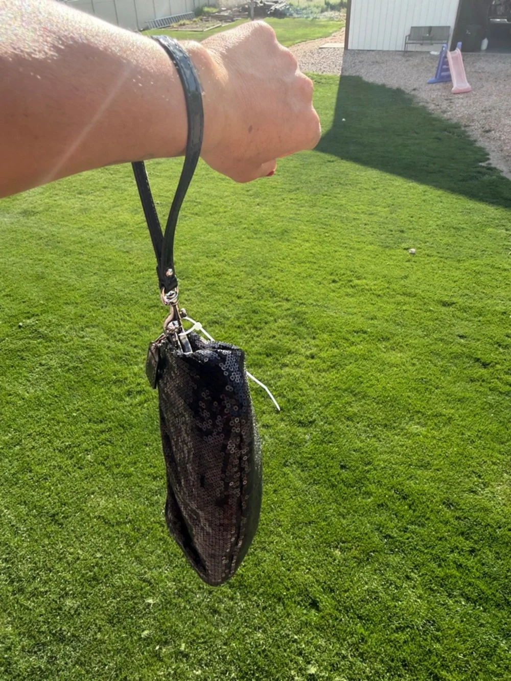 Coach Black Sequin Kiss-Lock Wristlet Clutch - Picture 12 of 14